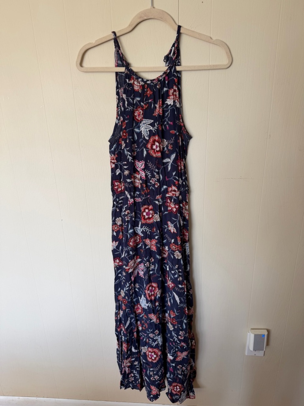 Old Navy Navy Floral Maxi Dress with Red & Pink Flowers